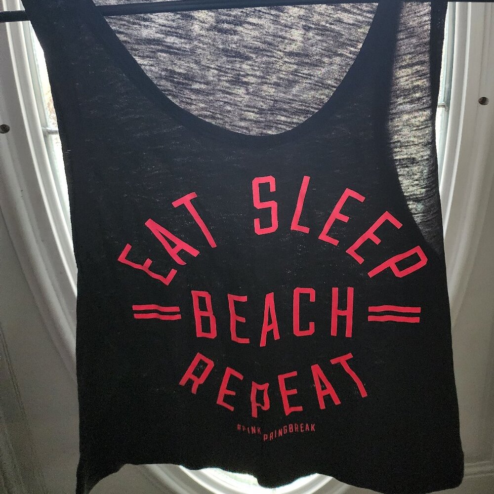 Pink/Victorious secret "Eat Sleep Beach Repeat" Tank top